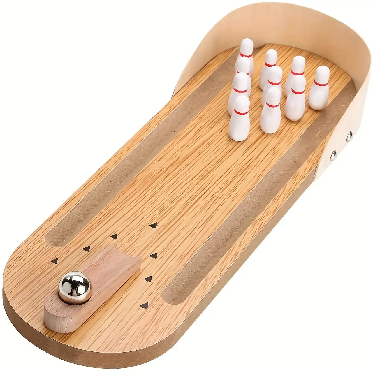 MEACAOFG Desktop Mini Bowling Game Set - Desktop Wooden Board, Bowling Shooting Game, Stress Relief Small Finger Toys, Fun Trick Gift