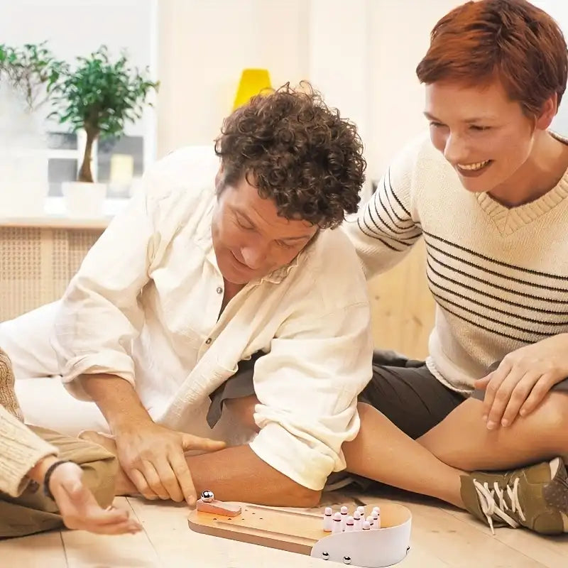 MEACAOFG Desktop Mini Bowling Game Set - Desktop Wooden Board, Bowling Shooting Game, Stress Relief Small Finger Toys, Fun Trick Gift