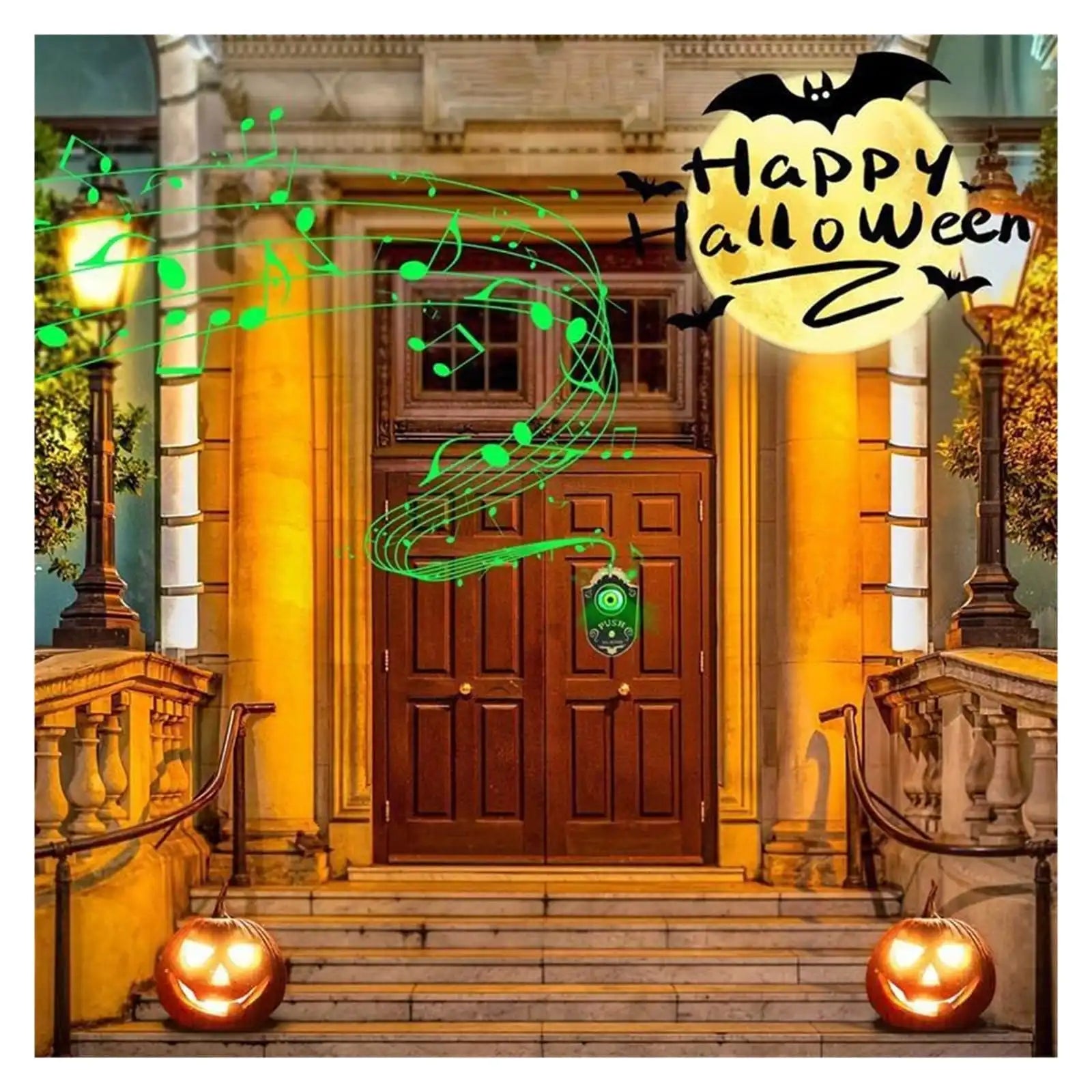 MEACAOFG Halloween Door Bell Animated Eyeball Door Bell MEACAOFG Decor Outside Scary Light Up Witch Prop for Party Hau