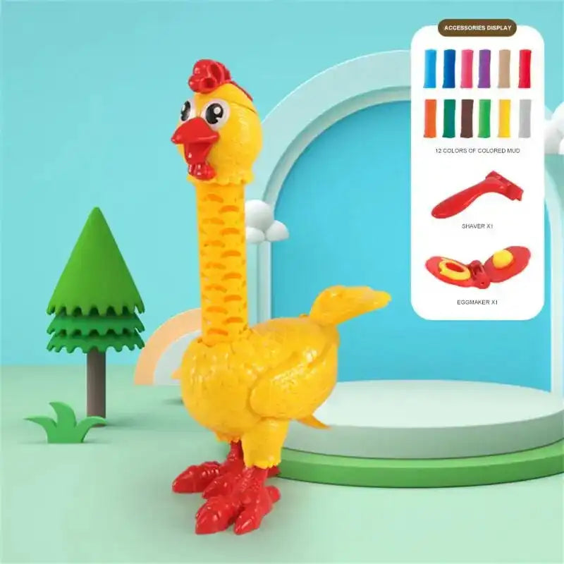 MEACAOFG Diy Hen Plasticine Toys Montessori Feather Funny Chicken Toys Color Layer Pla