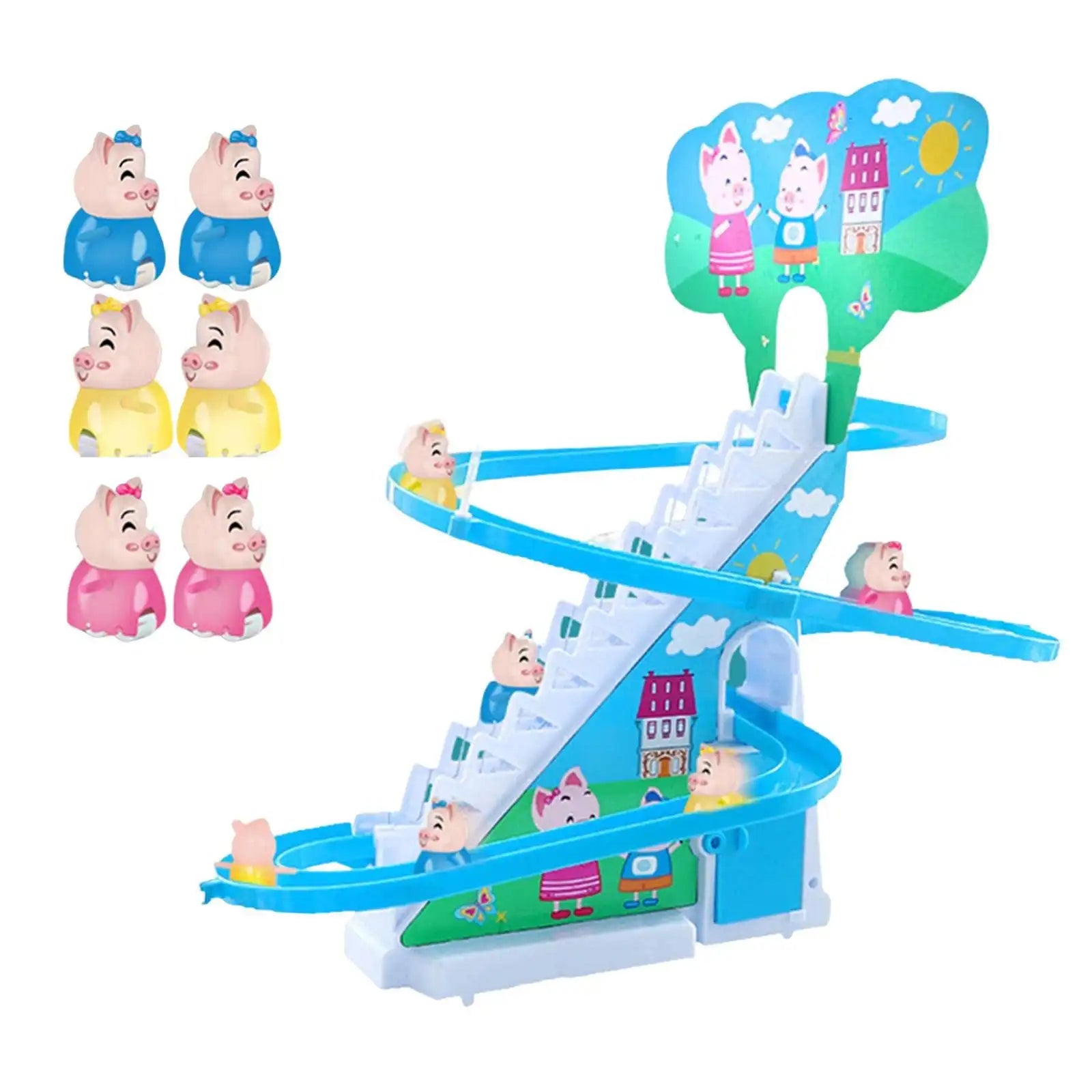 MEACAOFG Electric penguin piggy climbing stairs fully automatic slide assembled track duck on birthday toys
