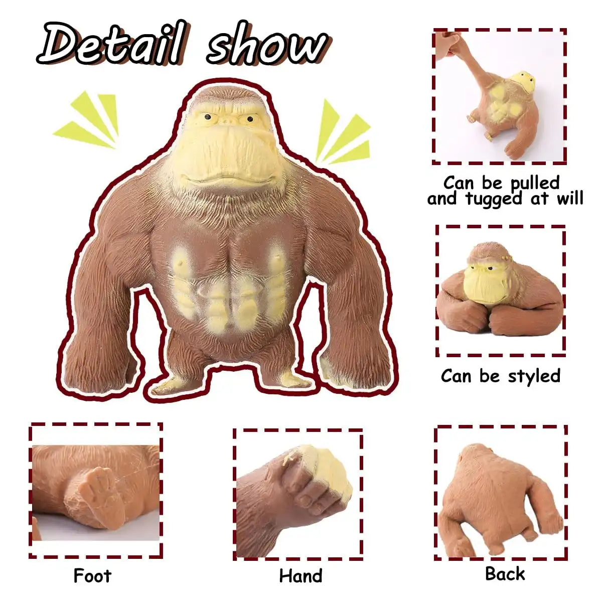 MEACAOFG Netflix stress reliever Mr Wang gorilla quirky green fish toys pinch music vent decompression out of breath monkey