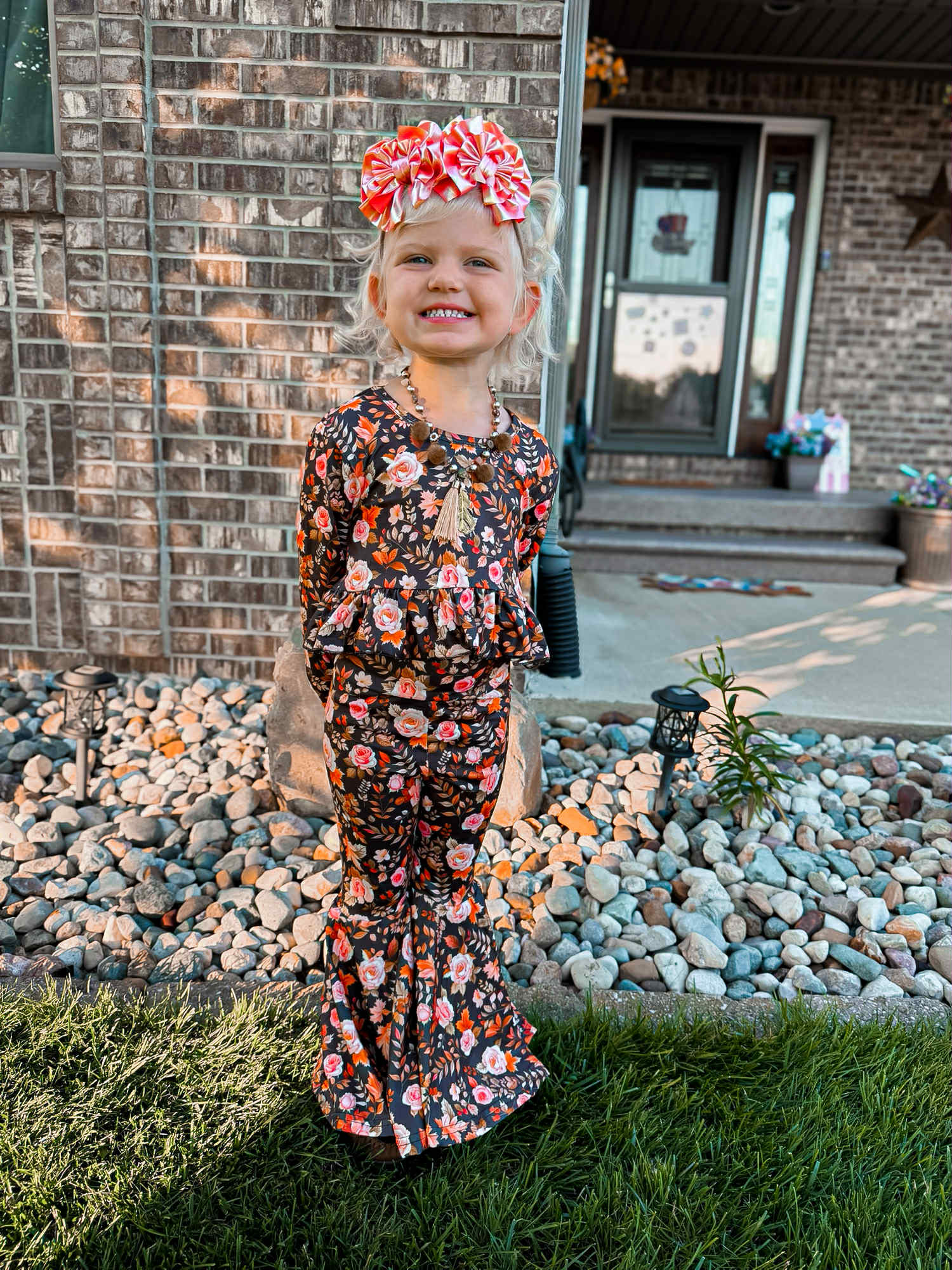 Fall floral high waisted ruffle bell set