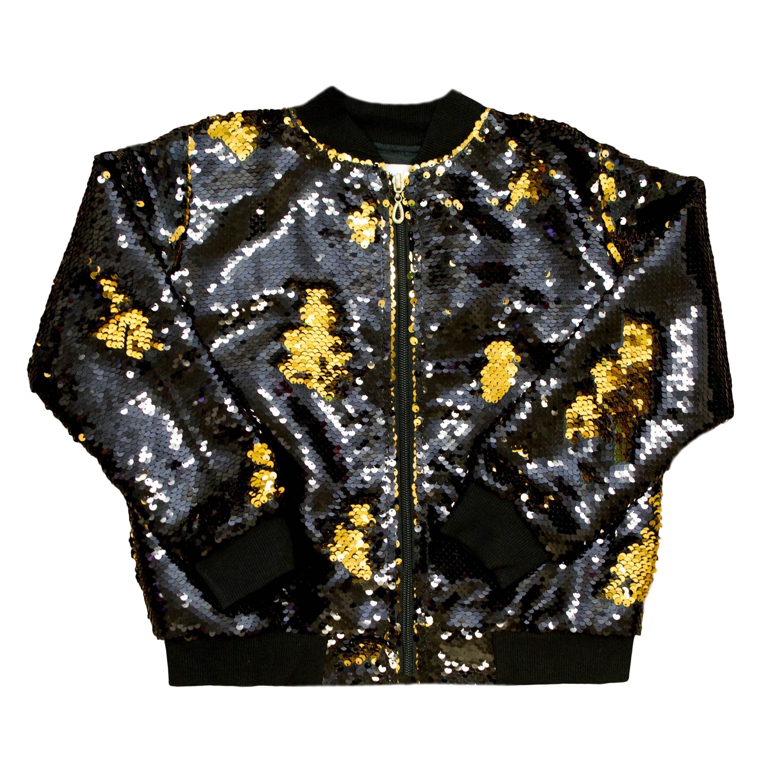 Black And Gold Flip Sequin Adult Jacket