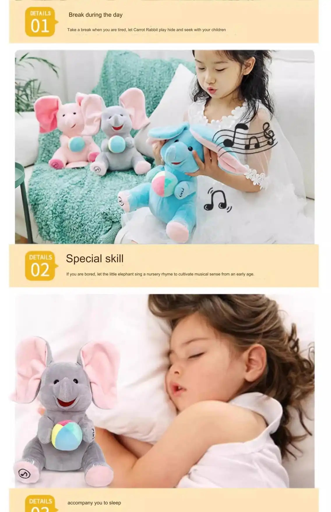 MEACAOFG™ Interactive Baby Elephant Plush Toy - Musical Peek-a-Boo Educational Toy for Infants & Toddlers