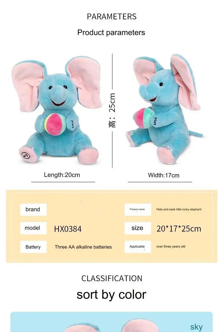 MEACAOFG™ Interactive Baby Elephant Plush Toy - Musical Peek-a-Boo Educational Toy for Infants & Toddlers