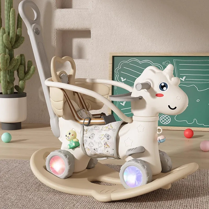 Premium Baby Rocking Horse Stroller - 2-in-1 Ride-On Toy & Push Cart for Toddlers 6 Months to 3 Years
