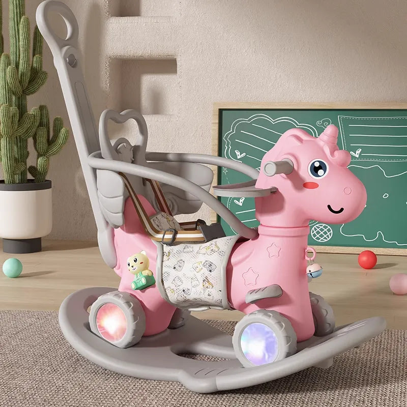 Premium Baby Rocking Horse Stroller - 2-in-1 Ride-On Toy & Push Cart for Toddlers 6 Months to 3 Years