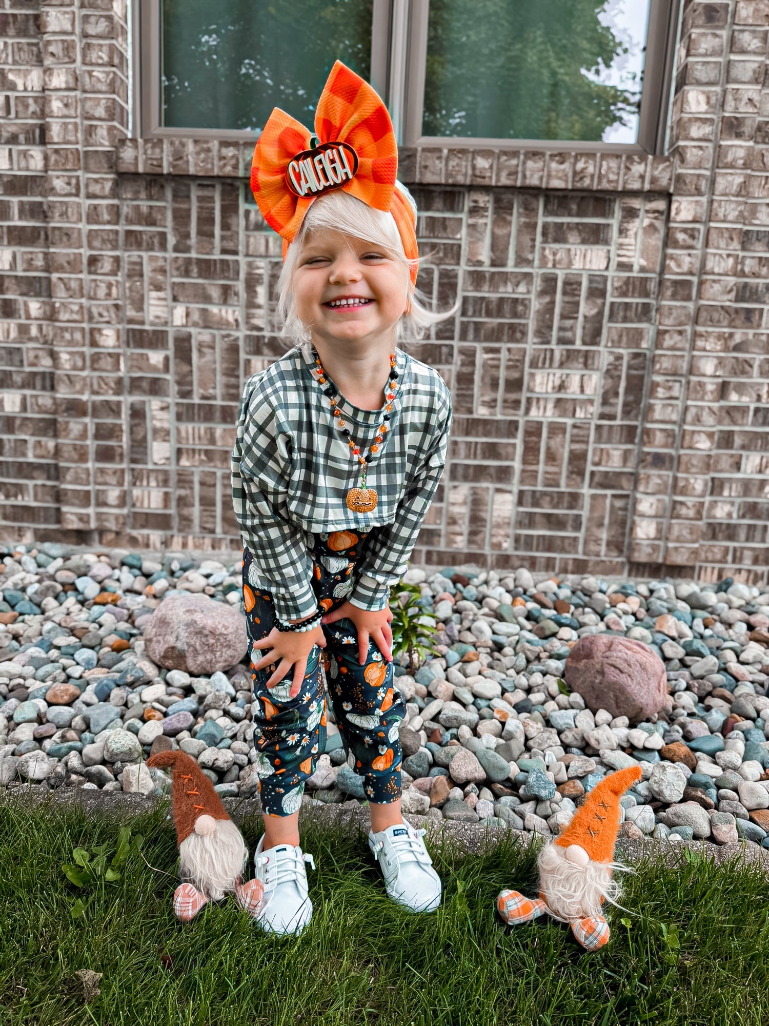 Fall pumpkins honey/ Ollie romper - with snaps
