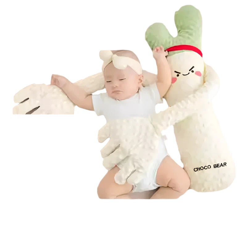 MEACAOFG™ Baby Soothing Pillow Toy - Interactive Pink Rabbit Plush with Movable Palms for Infant Sleep & Development