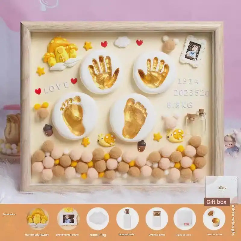Premium Baby Memory Keepsake Kit - Hand & Footprint Impression Set with Umbilical Cord Storage