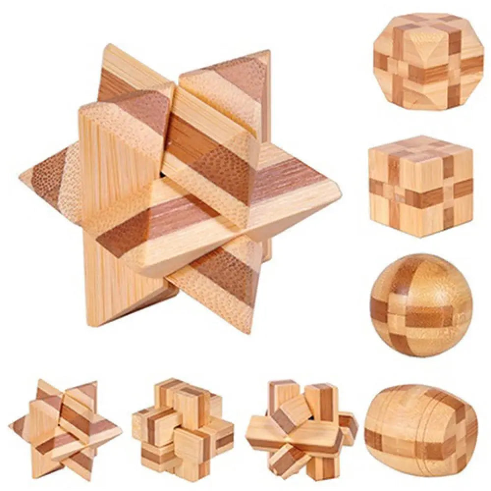 MEACAOFG Kongming Luban Lock Kids Wooden Chinese Traditional Puzzle Toy Children Brain Teaser Games 3D Intellectual Creative Unlock Toy
