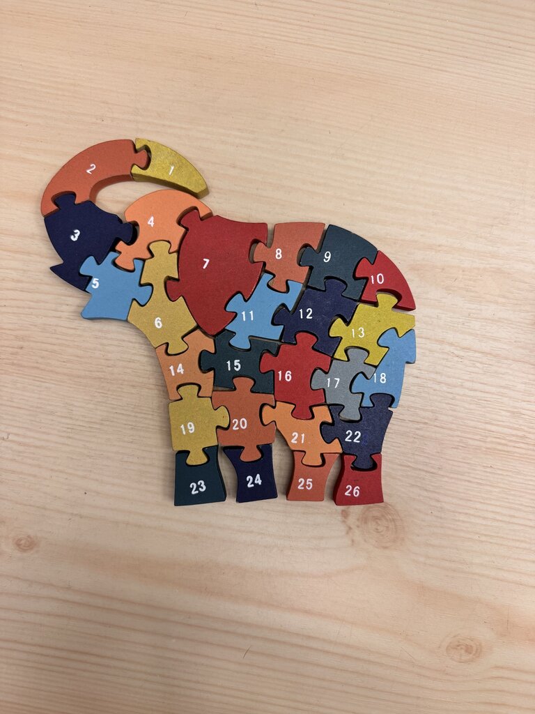 * number puzzle shaped like elephant