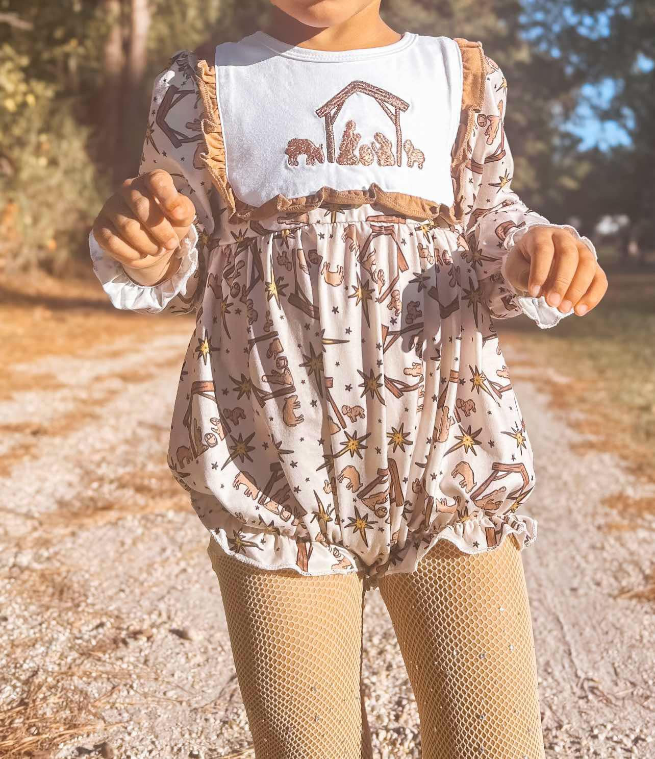 Nativity embroidery Romper