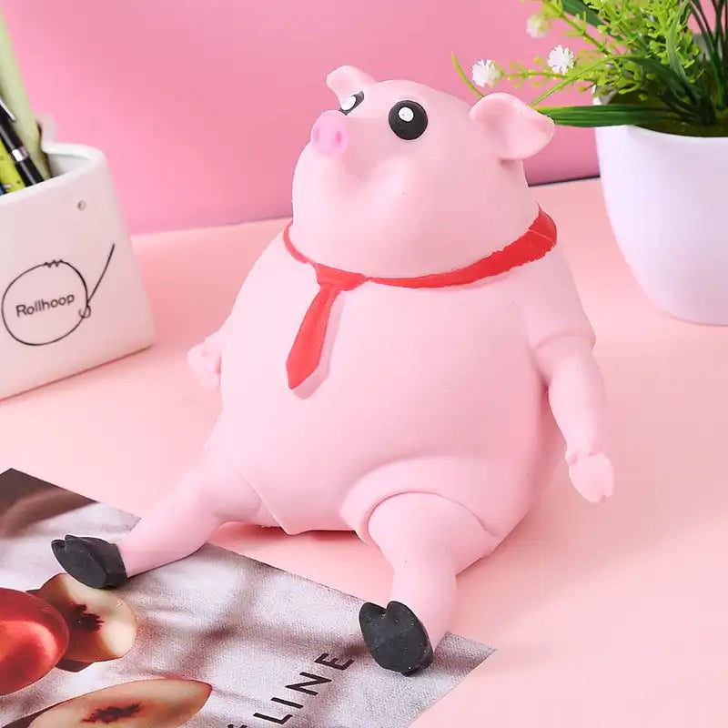 MEACAOFG Anti Stress Relief Porky Pinkpig toy Vent Cute Asrm Pink Pig Squeeze Fidget Squeeze TPR Pig Toys for Kids or Adults