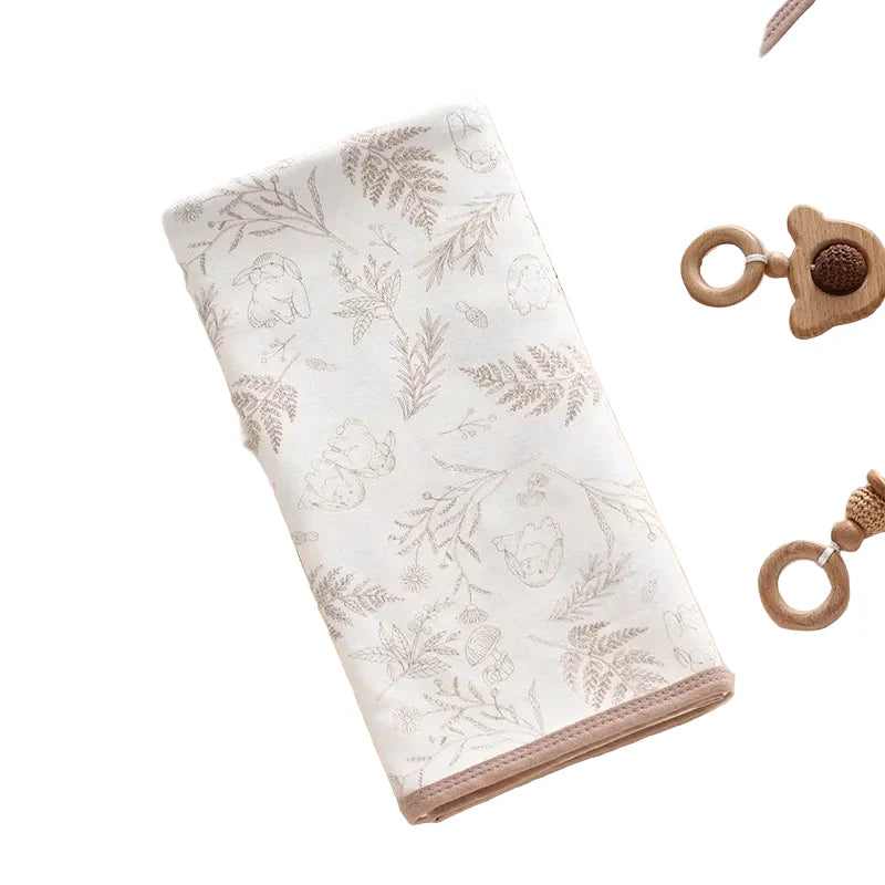 Premium Rabbit-Print 100% Cotton Swaddle Blanket - Ultra Soft Baby Muslin Wrap 90x90cm