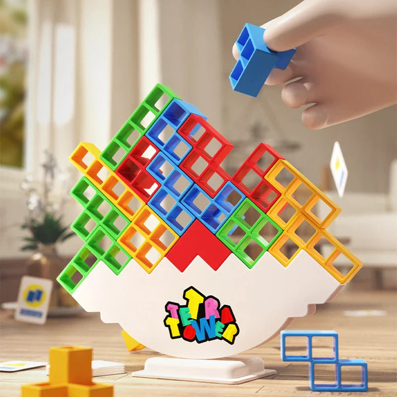 MEACAOFG 48PCS Tetra Tower Fun Balance Stacking Building Blocks Board Game for