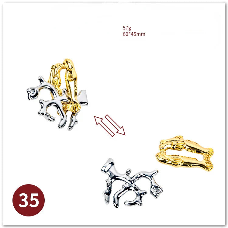 MEACAOFG Classic IQ Metal Brain Teaser 3D Alloy Box Kong Ming Lock Puzzles Magic Baffling Puzzle Game Toys for Children Adults Funny Gift