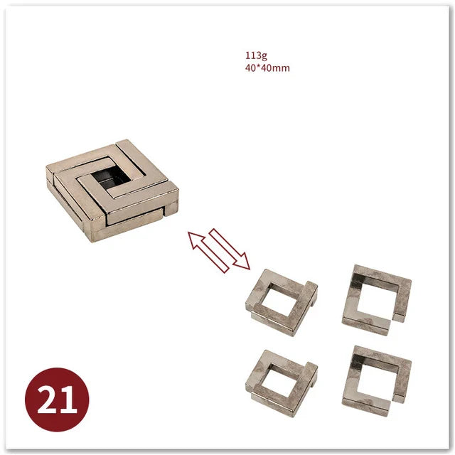 MEACAOFG Classic IQ Metal Brain Teaser 3D Alloy Box Kong Ming Lock Puzzles Magic Baffling Puzzle Game Toys for Children Adults Funny Gift