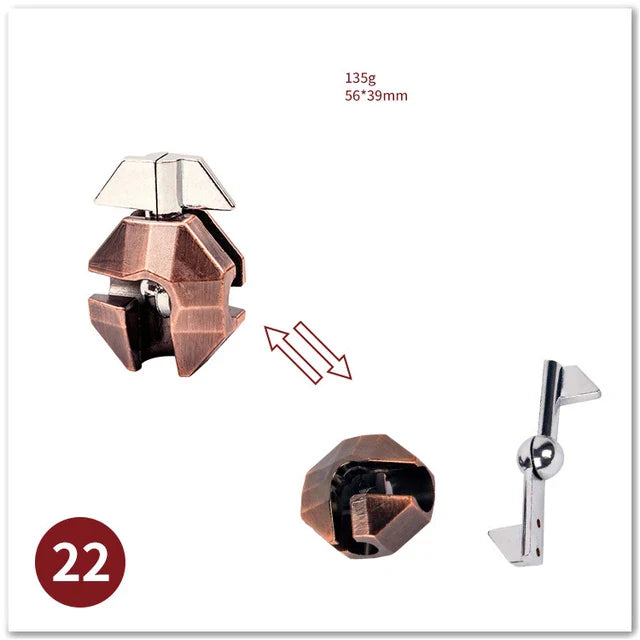 MEACAOFG Classic IQ Metal Brain Teaser 3D Alloy Box Kong Ming Lock Puzzles Magic Baffling Puzzle Game Toys for Children Adults Funny Gift