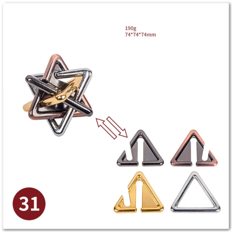 MEACAOFG Classic IQ Metal Brain Teaser 3D Alloy Box Kong Ming Lock Puzzles Magic Baffling Puzzle Game Toys for Children Adults Funny Gift