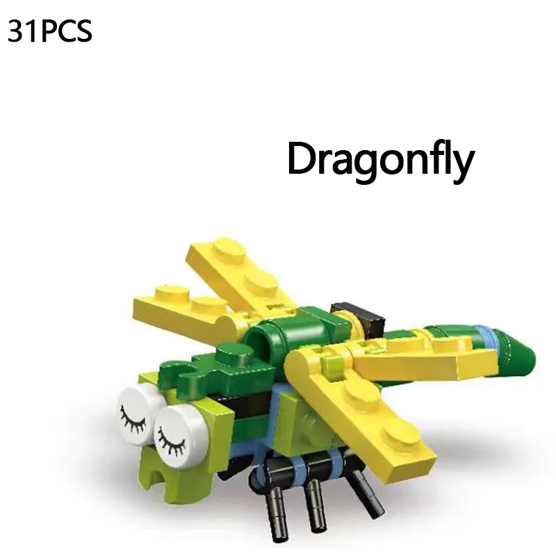 MEACAOFG Mini Insect Series Building Block Ladybug Dragonfly Butterfly Snail Wasp Mantis Beetle Bricks Toys Christmas Gifts For Children
