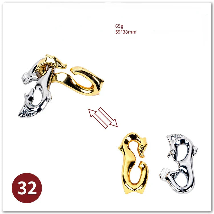 MEACAOFG Classic IQ Metal Brain Teaser 3D Alloy Box Kong Ming Lock Puzzles Magic Baffling Puzzle Game Toys for Children Adults Funny Gift