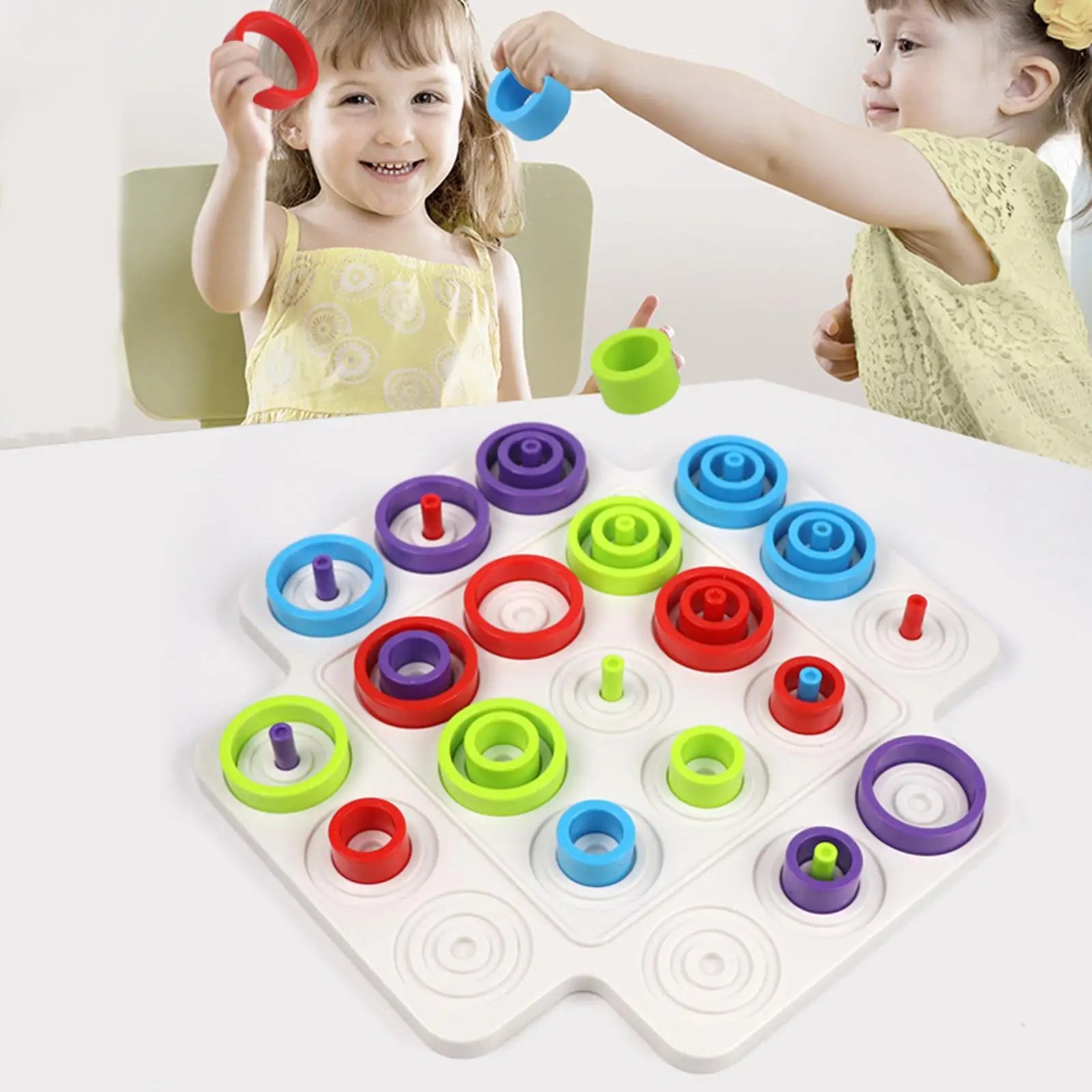 MEACAOFG Children Rings Chess Montessori Logical Thinking Training Board Games
