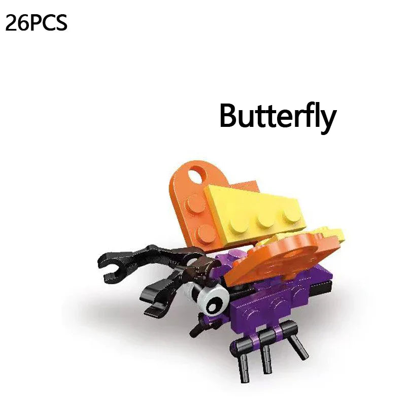 MEACAOFG Mini Insect Series Building Block Ladybug Dragonfly Butterfly Snail Wasp Mantis Beetle Bricks Toys Christmas Gifts For Children