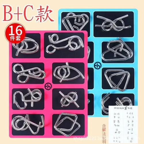 MEACAOFG 8/24/32Pcs Nine Link Series 3D Metal Puzzle Toy Release Buckle