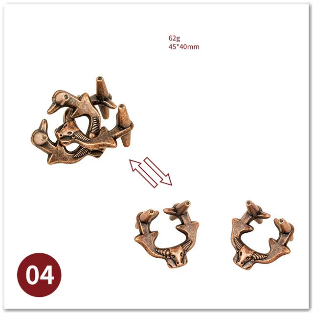 MEACAOFG Classic IQ Metal Brain Teaser 3D Alloy Box Kong Ming Lock Puzzles Magic Baffling Puzzle Game Toys for Children Adults Funny Gift