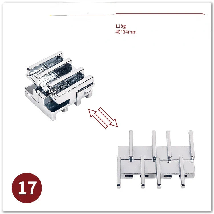 MEACAOFG Classic IQ Metal Brain Teaser 3D Alloy Box Kong Ming Lock Puzzles Magic Baffling Puzzle Game Toys for Children Adults Funny Gift