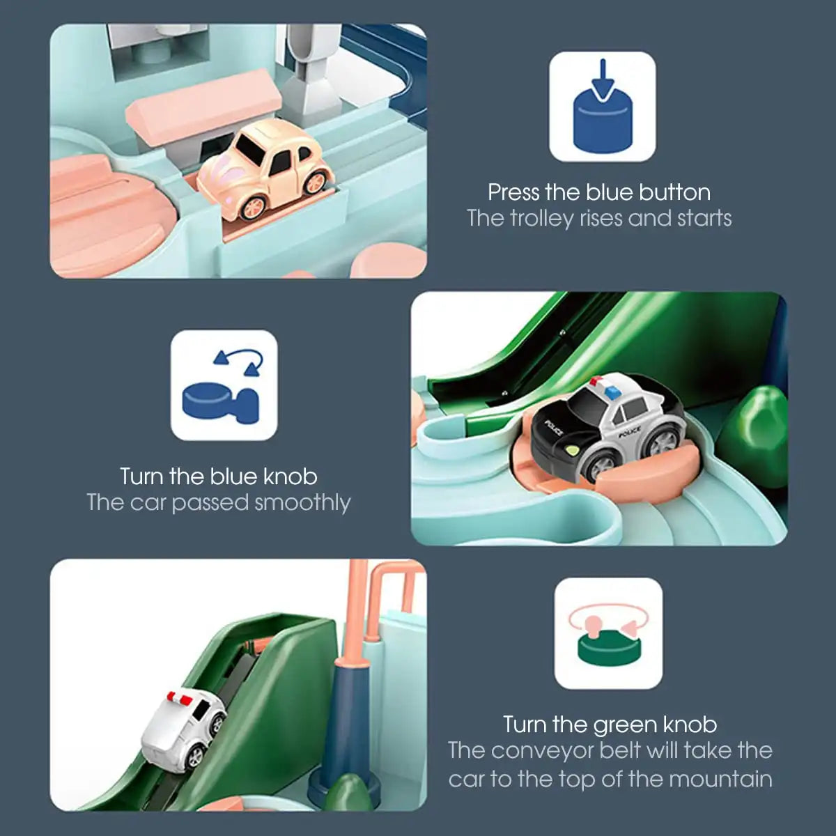 MEACAOFG Baby puzzle brain train track car car breakthrough adventure children's toys girls 3 years 6 boys