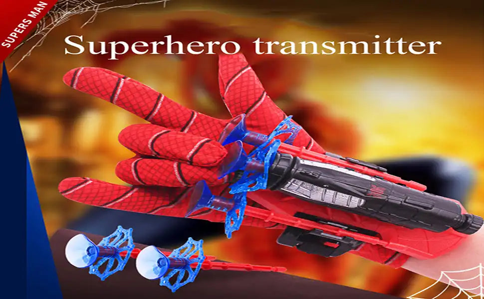 MEACAOFG Spider-Man launcher suction cups gloves spit silk can send shooting soft bullet gun manual toy gun boys children's gifts