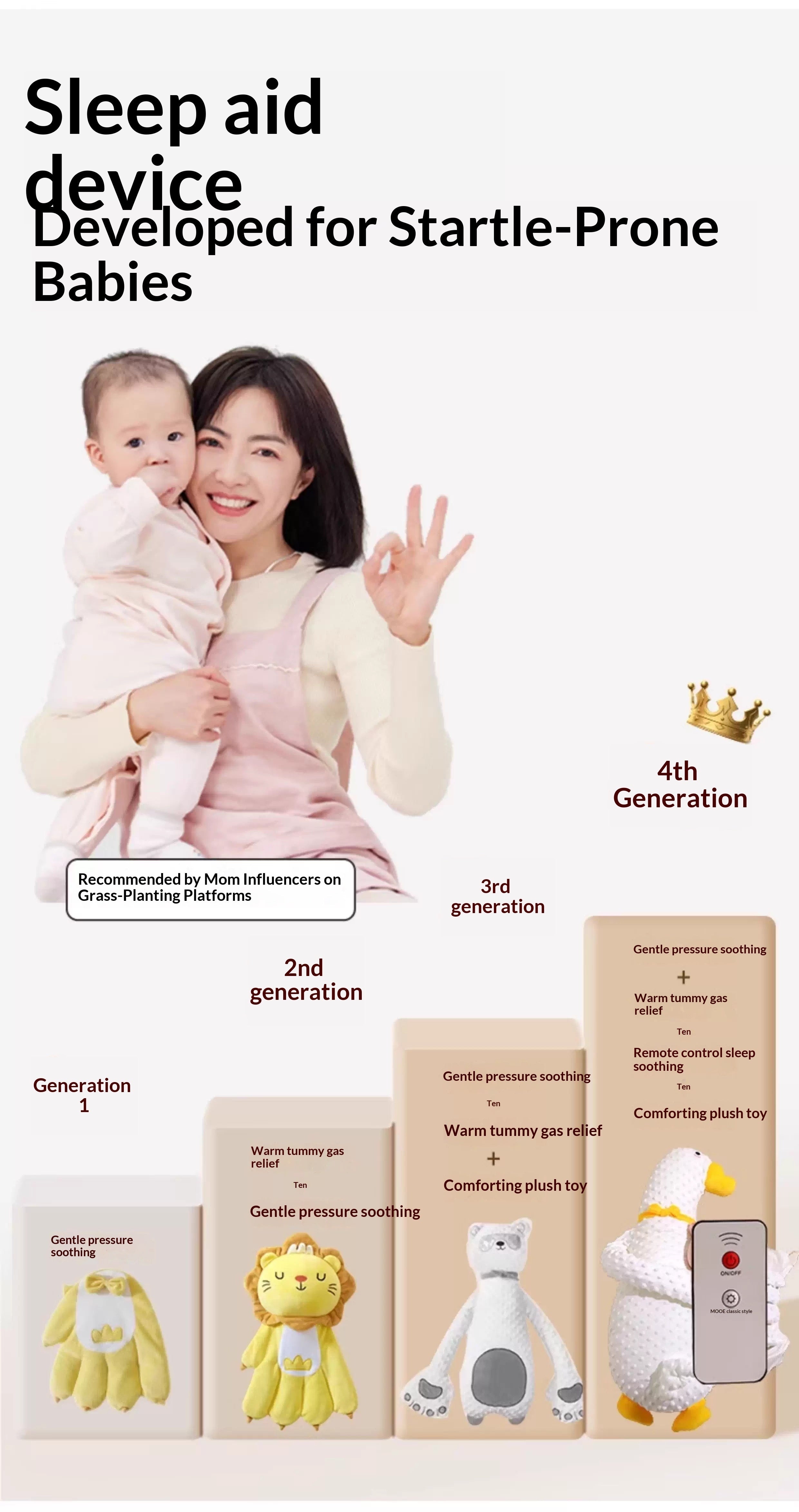 Premium Baby Soothing Pillow Toy - 3-in-1 Sleep Aid & Comfort Companion for Newborns 0-12 Months