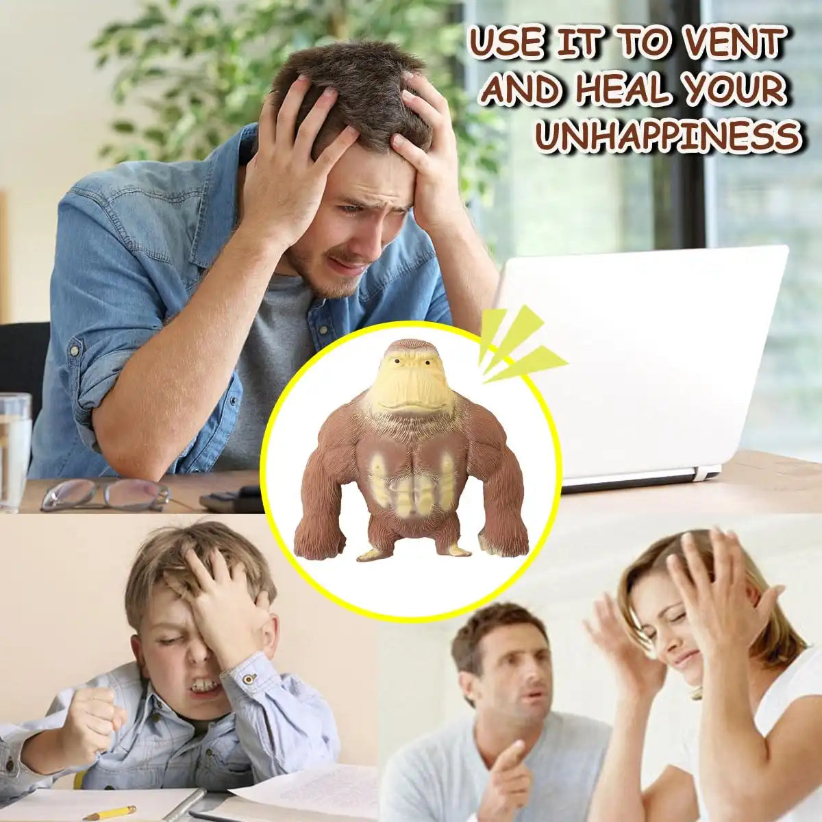 MEACAOFG Netflix stress reliever Mr Wang gorilla quirky green fish toys pinch music vent decompression out of breath monkey