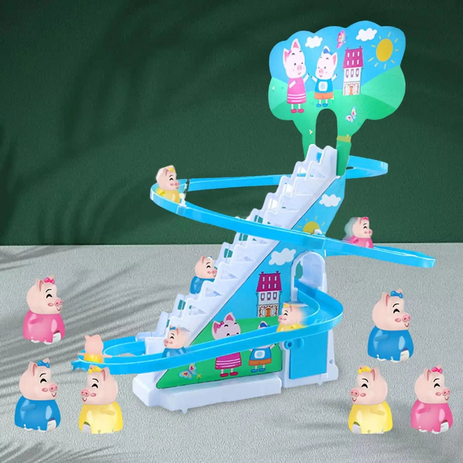 MEACAOFG Electric penguin piggy climbing stairs fully automatic slide assembled track duck on birthday toys