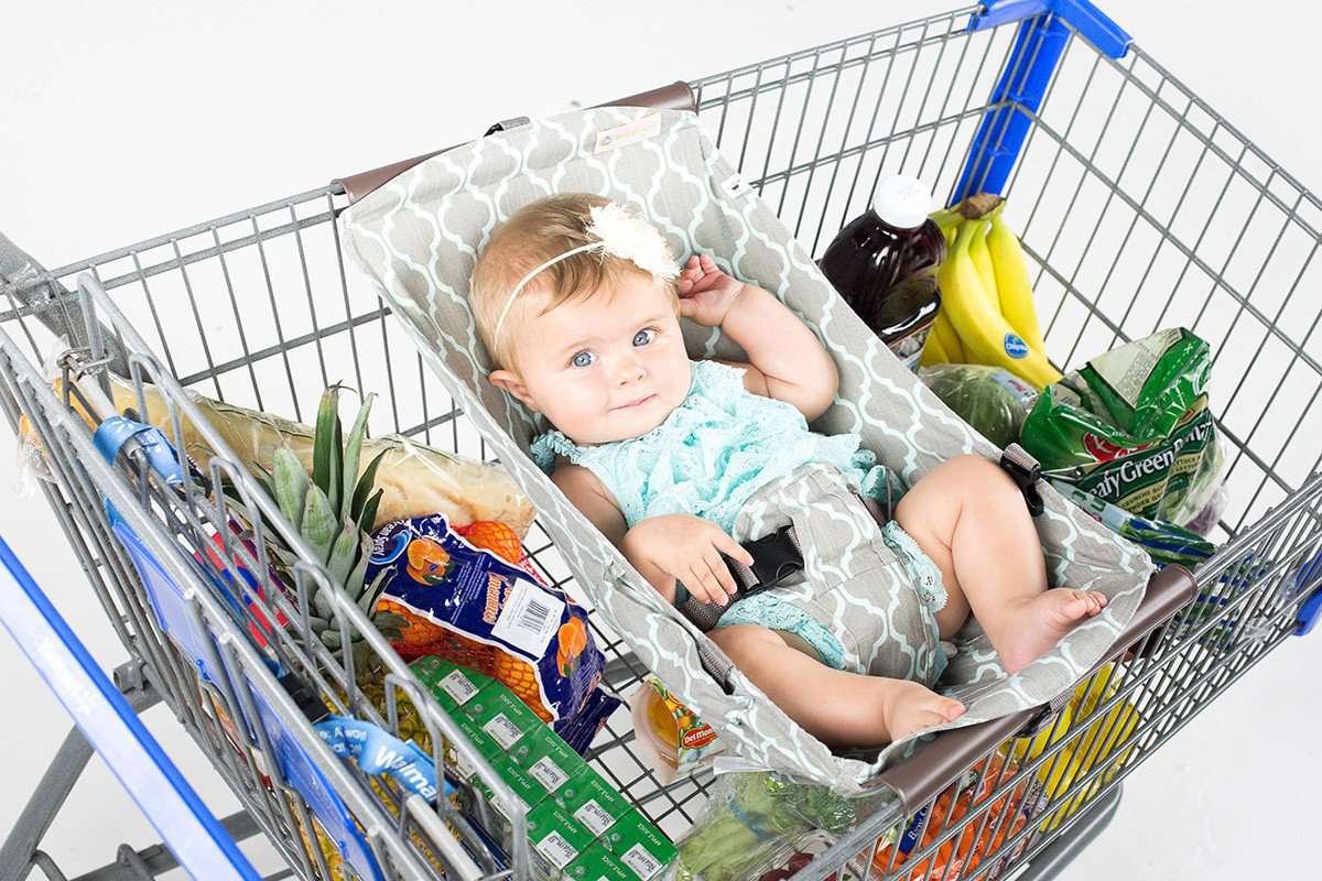 Baby Shopping Cart Hammock | Gray/Aqua