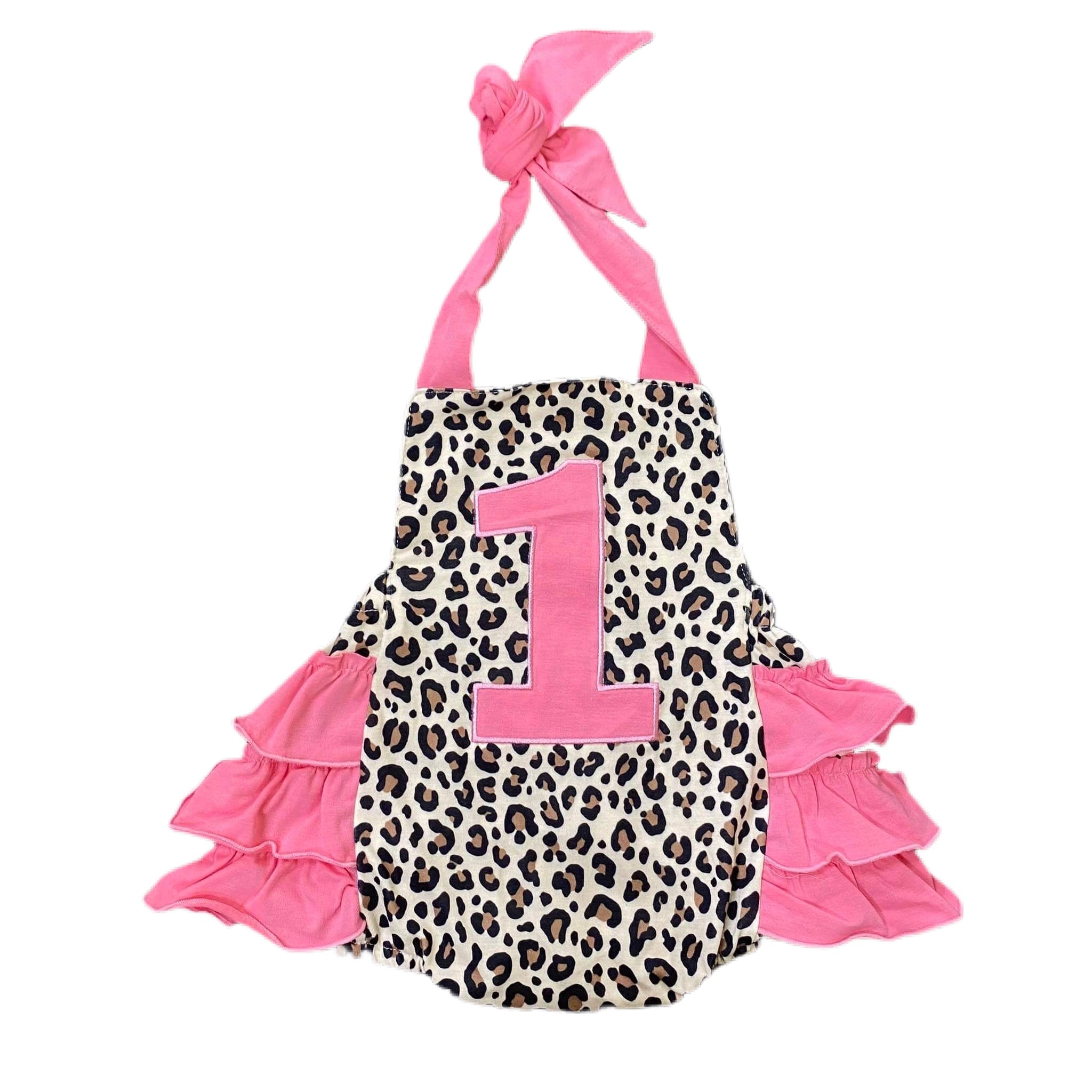 Pink leopard first birthday romper