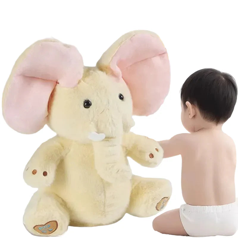EACAOFG Peek-a-Boo Animated Plush Toy - Singing & Hiding Elephant/Bear Companion - Interactive Musical Stuffed Animal for Baby & Toddler