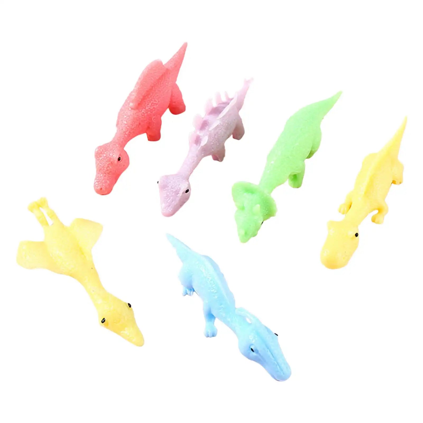 MEACAOFG 10 Pcs Slingshot Dinosaurs Finger Toys | Rubber Dinosaur Slingshot Toy Flicking Slingshot Dinosaur Finger Toys | Stretchy Flying Dinosaur | Sensory Fidget Toys | Novelty Gifts For Adults