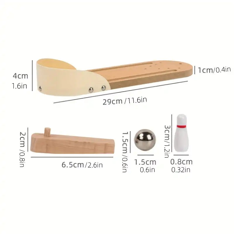 MEACAOFG Desktop Mini Bowling Game Set - Desktop Wooden Board, Bowling Shooting Game, Stress Relief Small Finger Toys, Fun Trick Gift