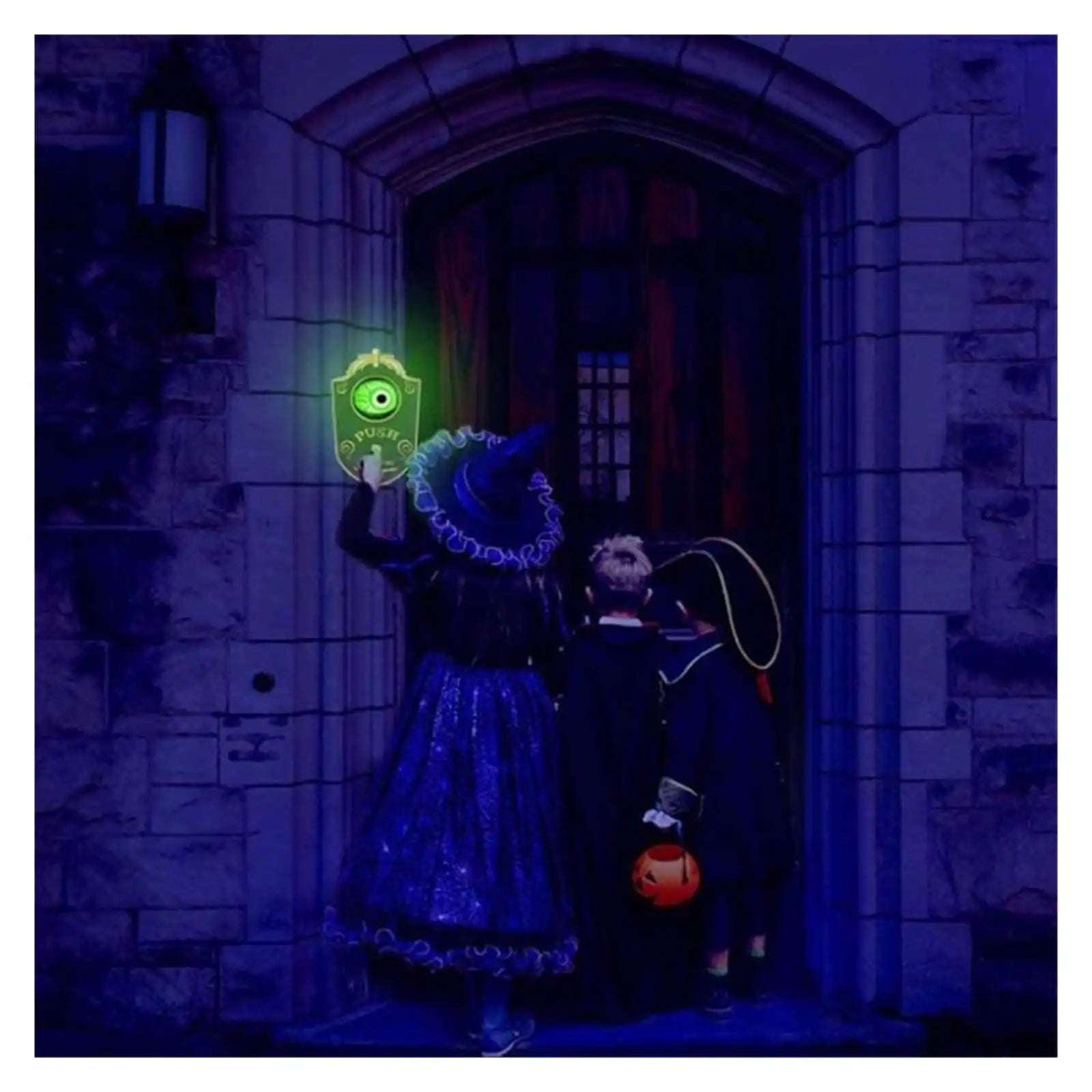 MEACAOFG Halloween Door Bell Animated Eyeball Door Bell MEACAOFG Decor Outside Scary Light Up Witch Prop for Party Hau