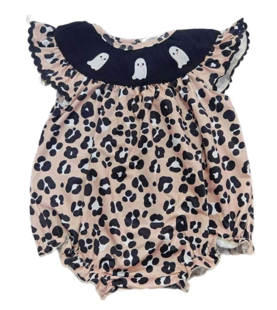 Leopard ghost embroidery Romper