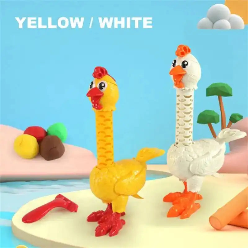 MEACAOFG Diy Hen Plasticine Toys Montessori Feather Funny Chicken Toys Color Layer Pla