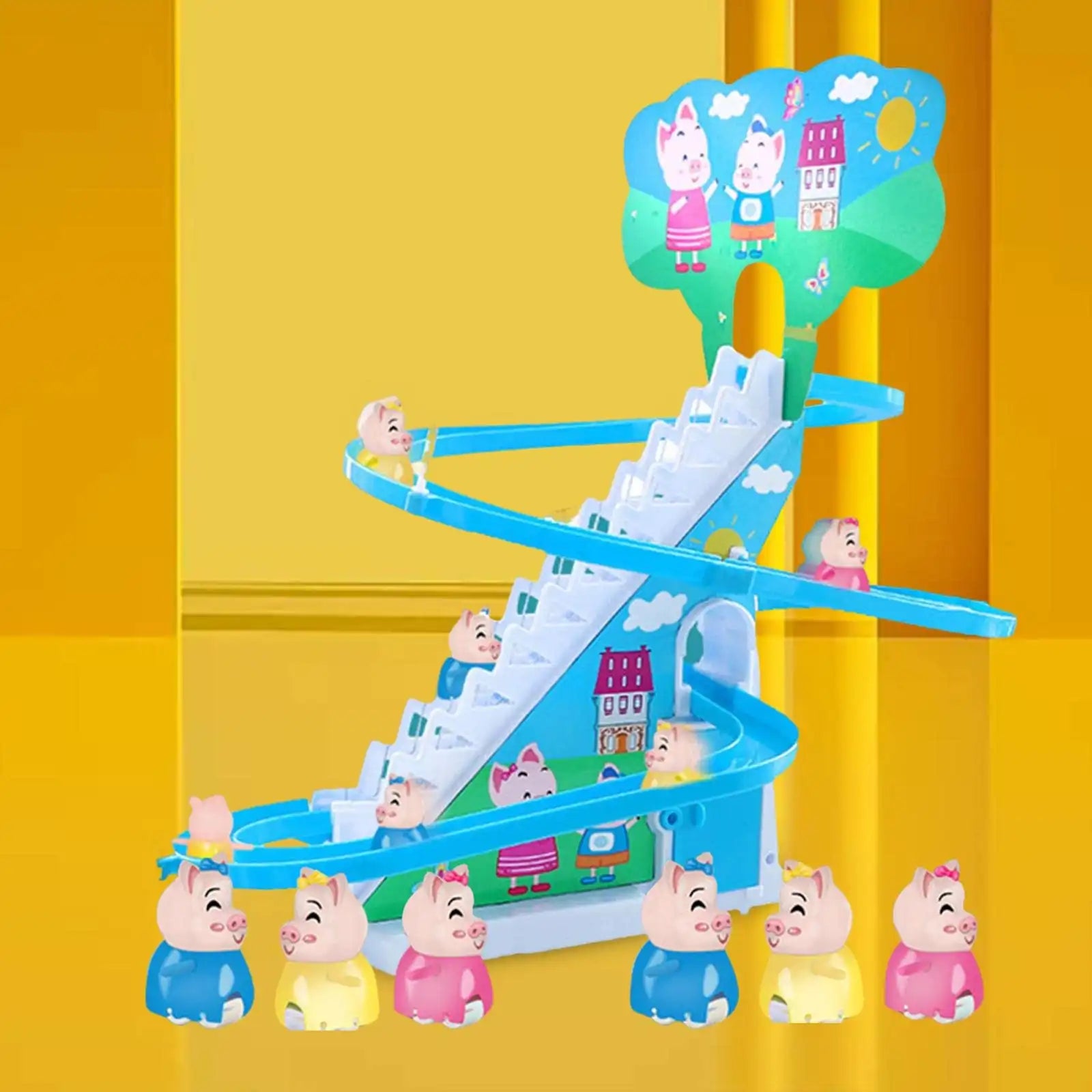 MEACAOFG Electric penguin piggy climbing stairs fully automatic slide assembled track duck on birthday toys