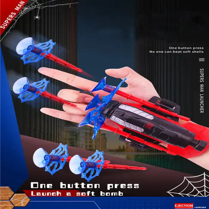 MEACAOFG Spider-Man launcher suction cups gloves spit silk can send shooting soft bullet gun manual toy gun boys children's gifts
