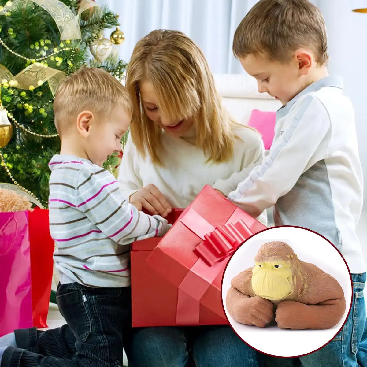 MEACAOFG Netflix stress reliever Mr Wang gorilla quirky green fish toys pinch music vent decompression out of breath monkey