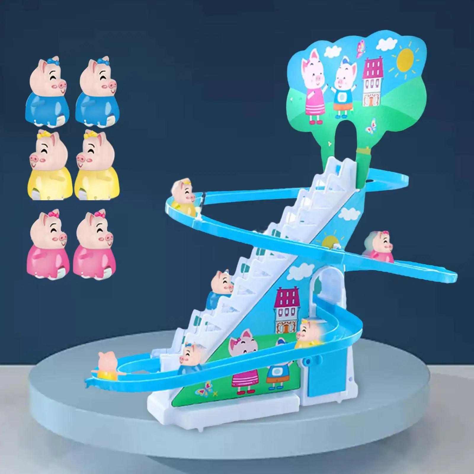 MEACAOFG Electric penguin piggy climbing stairs fully automatic slide assembled track duck on birthday toys