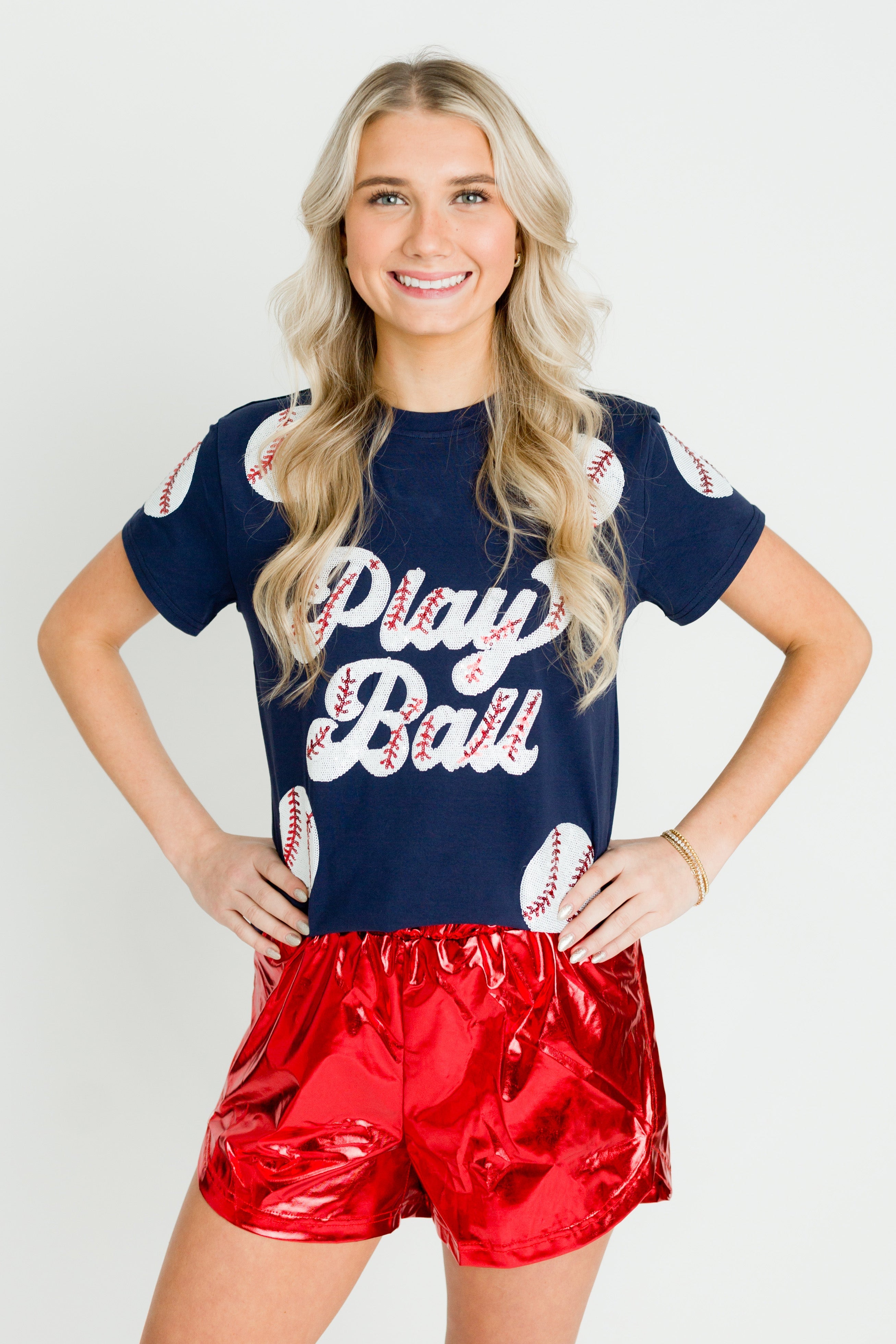 Navy Play Ball Adult Shirt